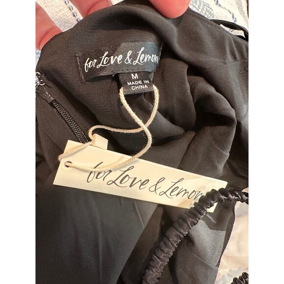 For Love & Lemons Rita Black & White Midi Dress Size Medium NWT - Picture 3 of 16